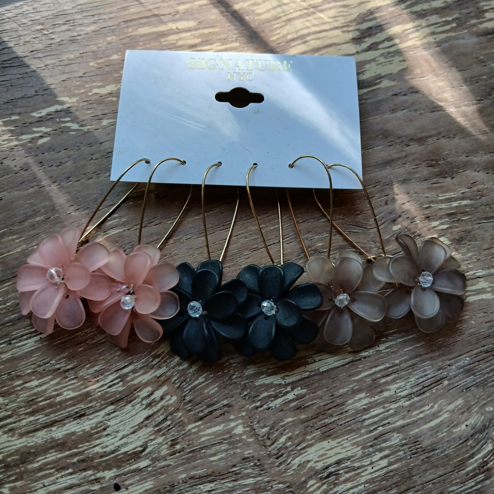 Signature Pink and Black Floral Hair Pins Set